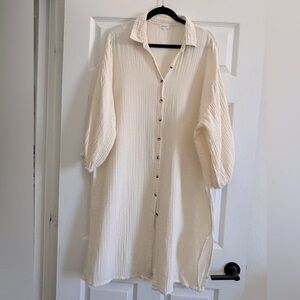 Kensie Cream Textured Shirt Dress